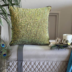 Supernova - Peacock Green Art Silk Throw Pillow Cover