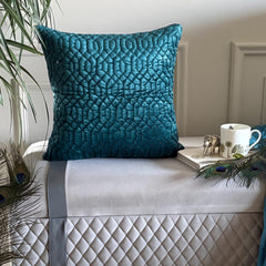 Irresistible Teal - Teal Blue Velvet Halloween Throw Pillow Cover
