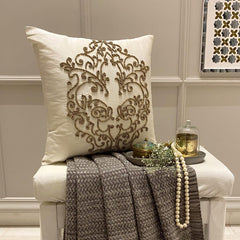 Gold Wedding - Ivory Silk Throw Pillow Cover
