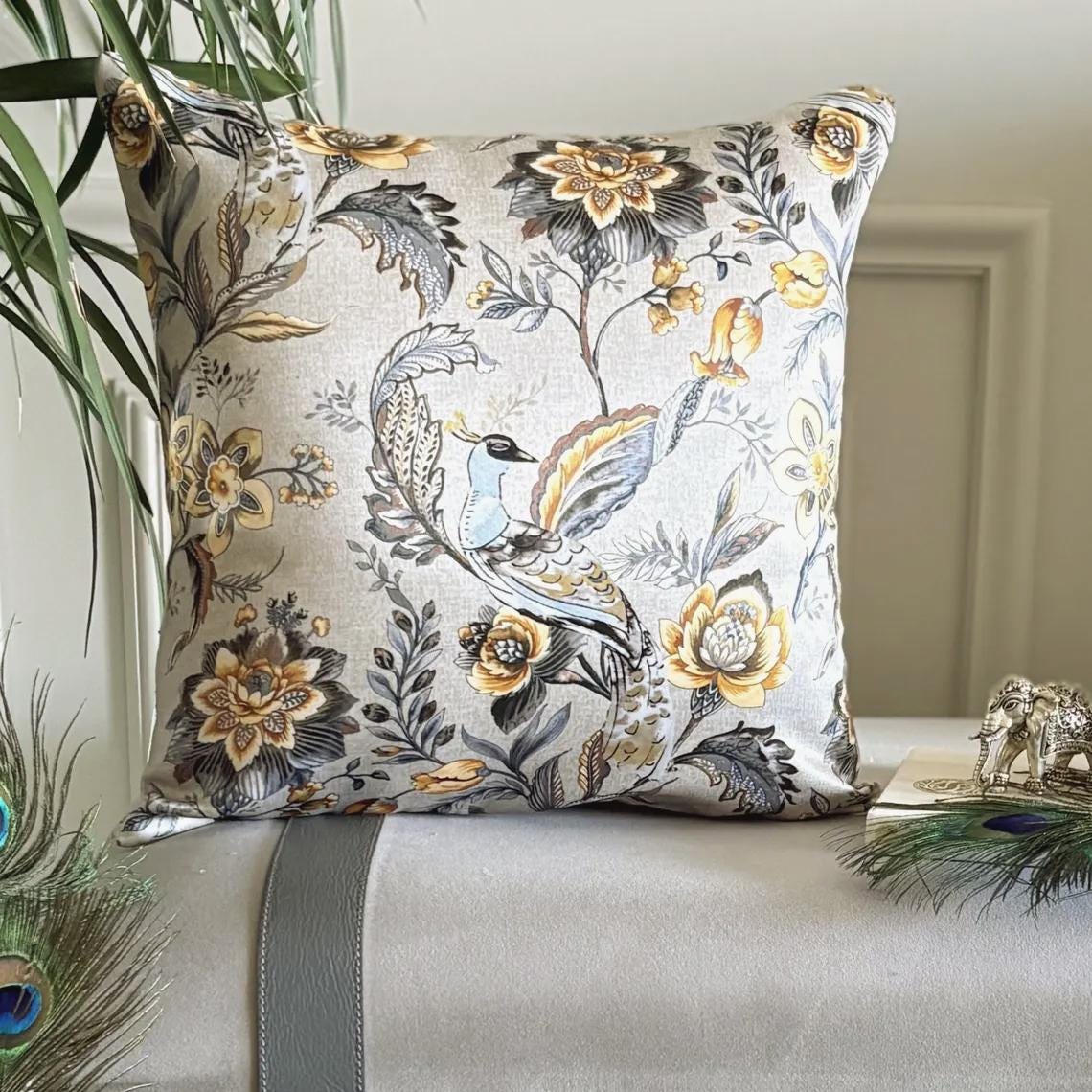 Peacock Beau Throw Pillow Cover