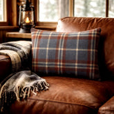 Plaidflow Blue - Blue Velvet Winter Plaid Lumbar Pillow Cover