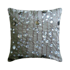 Diamond Strings - Gray Art Silk Throw Pillow Cover