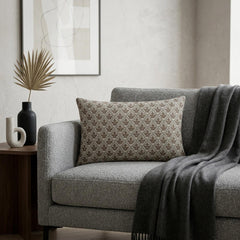 Gray Linen Throw Pillow Cover - Terra Lattice