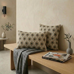 Beige Linen Throw Pillow Cover - Zoraya Beige