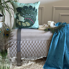Peacock Glam Silk Throw Pillow Cover