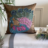 Blue Peacock Pillow Cover