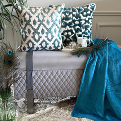 Medhakara - Teal Blue Suede Throw Pillow Cover