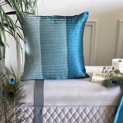 Shades Of Teal - Teal Blue Art Silk Throw Pillow Cover