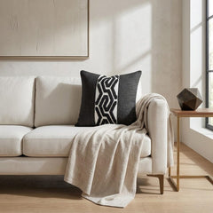 Black Labyrinth Throw Pillow Cover