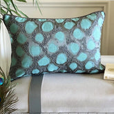 Shyam Teal Blue Jacquard Lumbar Pillow Cover