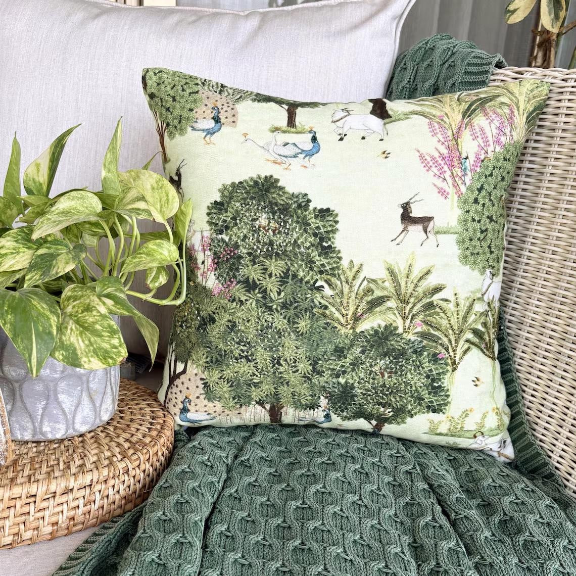 Mor Nritya Throw Pillow Cover