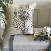 Gray Art Silk Throw Pillow Cover Peacock