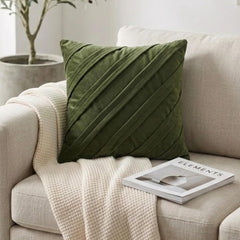 Contemporary Olive - Olive Green Faux Suede Throw Pillow Cover