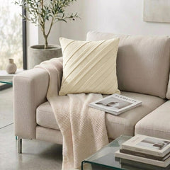 Contemporary Light Cream - Cream Faux Suede Throw Pillow Cover