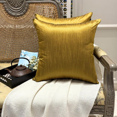 Dark Gold Luxury - Dark Gold Silk Throw Pillow Cover Pack of 2
