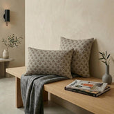 Gray Linen Throw Pillow Cover - Terra Lattice