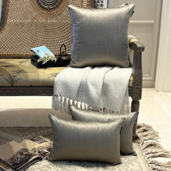 Taupe Gray Luxury Pack of 2 - Taupe Gray Art Silk Throw Pillow Cover