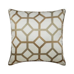 Deco Trellis - Beige Silk Throw Pillow Cover