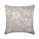 Floral Lady - Beige Jacquard Silk Throw Pillow Cover