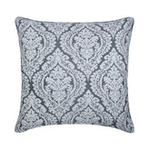 Frosted Damask - Gray Jacquard Silk Throw Pillow Cover