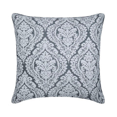 Frosted Damask - Gray Jacquard Silk Throw Pillow Cover