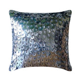 Metallic Scales - Silver Art Silk Throw Pillow Cover