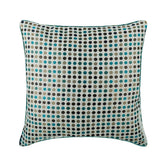 Retro Dots - Blue Jacquard Weave Throw Pillow Cover