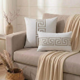 Ivory And Gray Linen Throw Pillow Cover - Caesar’s Line
