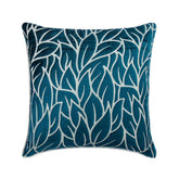 Teal Blue Spruce Velvet Leaf Throw Pillow Cover