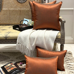 Rust Green Luxury - Rust & Green Art Silk Throw Pillow Cover Pack of 2