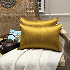 Dark Gold Luxury - Dark Gold Silk Throw Pillow Cover Pack of 2