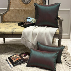 Green Red Luxury - Green & Red Art Silk Throw Pillow Cover Pack of 2