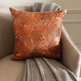 Copper Swirls - Copper Orange Art Silk Throw Pillow Cover