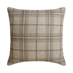 Beige Linen Throw Pillow Cover - Terra Plaid