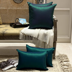 Peacock Green Luxury - Peacock Green Silk Throw Pillow Cover Pack of 2