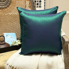Peacock Green Luxury Throw Pillow Cover