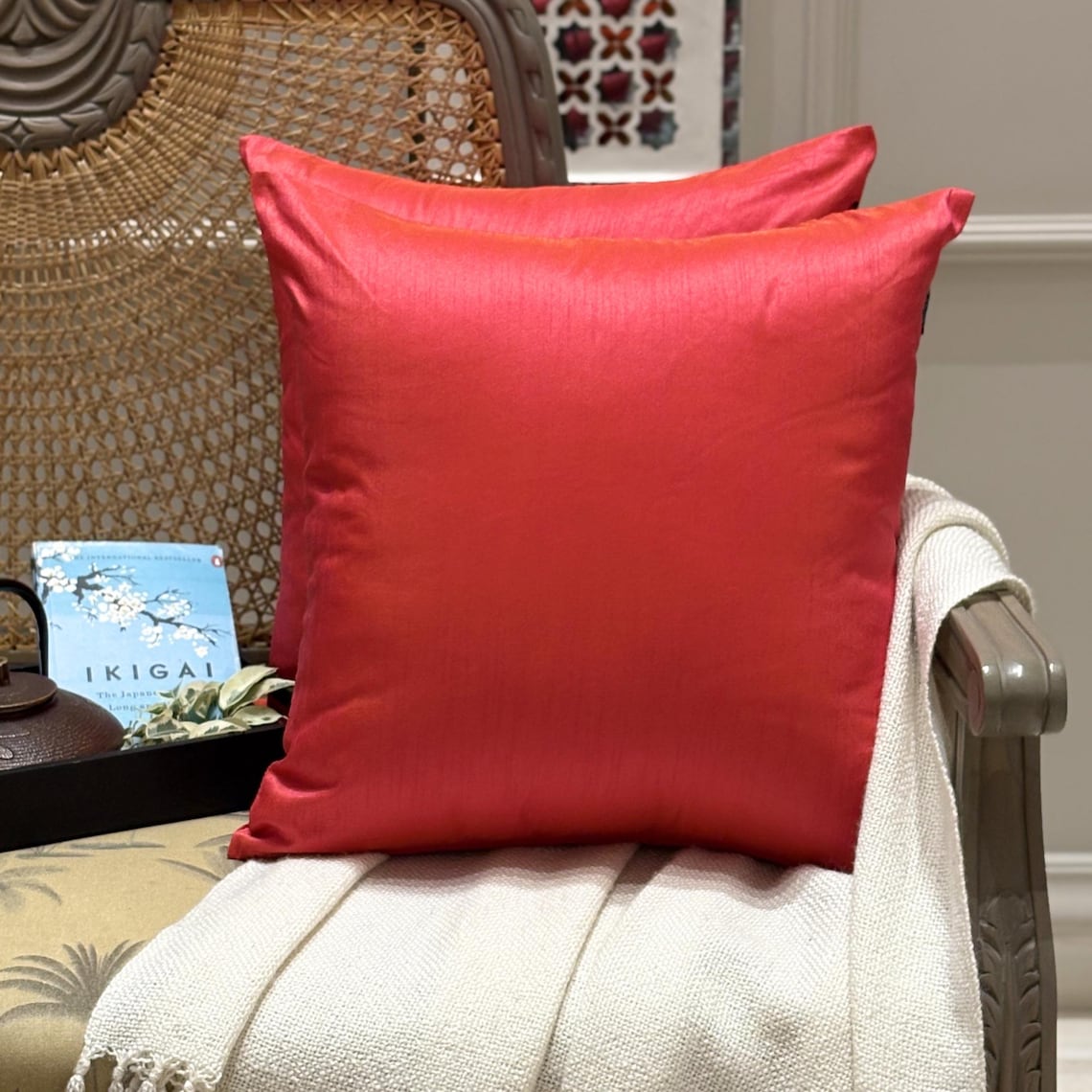 Pink Orange Luxury Throw Pillow Cover