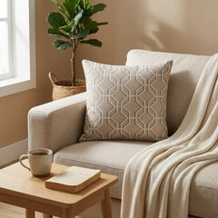 Beige Linen Throw Pillow Cover - Earthline Hex