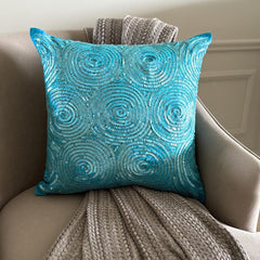 Aqua Touch - Aqua Blue Art Silk Throw Pillow Cover