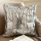 Stunning Silver Leather Throw Pillow Cover