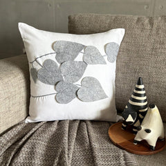Winter Leaves - White Faux Suede Decorative Euro Sham