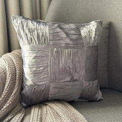 Dreamy Silver Gray - Gray Crushed Art Silk Decorative Euro Sham