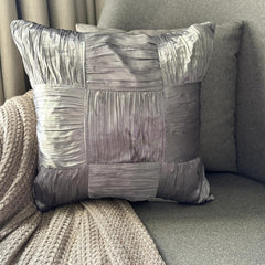 Dreamy Silver Gray - Gray Crushed Art Silk Decorative Euro Sham