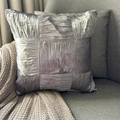 Dreamy Silver Gray - Gray Crushed Art Silk Throw Pillow Cover
