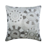 Ivory Circles - Ivory Jacquard Silk Throw Pillow Cover
