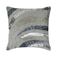 Silver Bands - Gray Art Silk Throw Pillow Cover