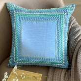 Blue Celebrations - Aqua Blue Art Silk Throw Pillow Cover