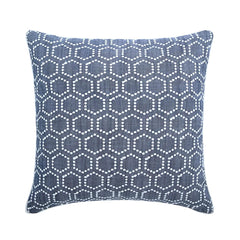 Linen Closet - Blue Linen Embroidered Decorative Euro Sham