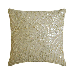 Dreams N Pearls - Natural Beige Cotton Linen Decorative Euro Sham