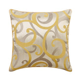 Scrolling All The Way - Mustard Yellow Jacquard Silk Throw Pillow Cover